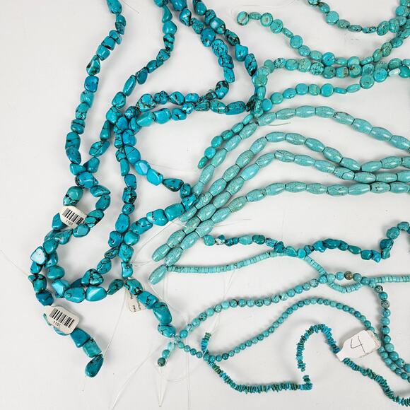 Lot new 22 strands turquoise beads various sizes shapes crafts hobbyist - Picture 5 of 6